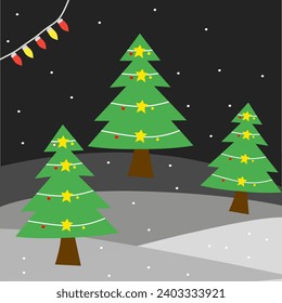 illustration of a Christmas tree with additional decorative lights