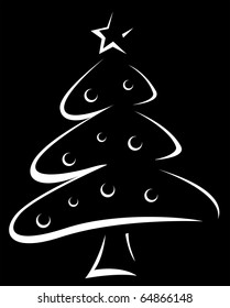 Illustration of a Christmas Tree Adorned with Crescent Like Shapes