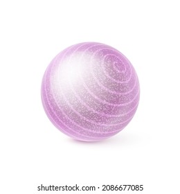 Illustration of Christmas Tree Ball Template in Pink Colors with Circular Stripes and Shadow Effect on White Backdrop