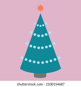 Illustration of a Christmas tree with decorations. It is suitable for use for postcards, gifts, websites, social media.