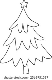 An illustration of a christmas tree with distinctive hand drawn lines