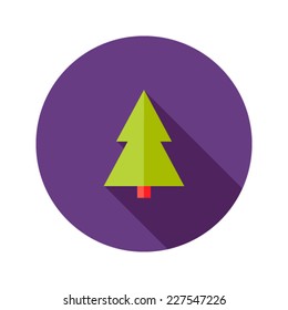 Illustration of Christmas Tree Flat Icon over Purple