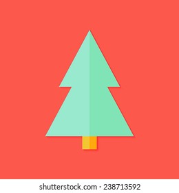 Illustration of Christmas Tree Flat Icon