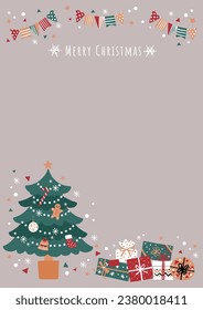 illustration of Christmas tree and　Christmas gift