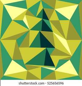 Illustration of a Christmas tree. Green Red background with prisms. Fashion trend.