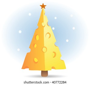 Illustration Of Christmas Tree Made From Cheese