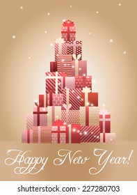 Illustration of christmas tree made of gift boxes