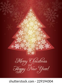 Illustration of christmas tree made of snowflakes