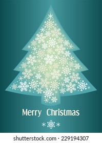 Illustration of christmas tree made of snowflakes