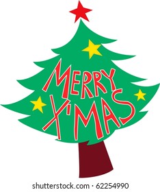 illustration of christmas tree on a white background