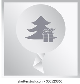 Illustration of Christmas tree with present