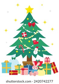 Illustration of christmas tree and presents