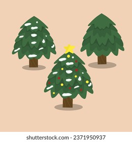 Illustration of christmas tree,  christmas tree set