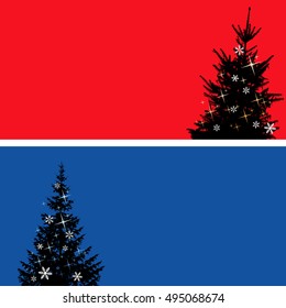 Illustration. The christmas tree set of two banners, elements for design