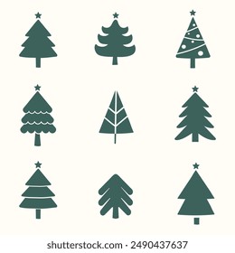 Illustration of christmas trees flat design