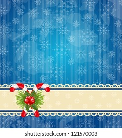 Illustration Christmas vintage wallpaper with sweet cane - vector