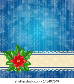 Illustration Christmas wallpaper with flower poinsettia - vector