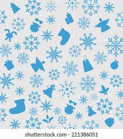 Illustration Christmas wallpaper with traditional elements - vector
