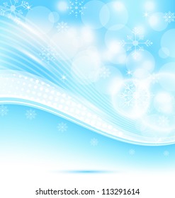 Illustration Christmas wavy background with snowflakes - vector