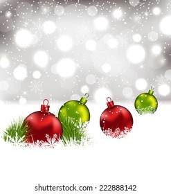 Illustration Christmas winter background with colorful glass balls - vector 