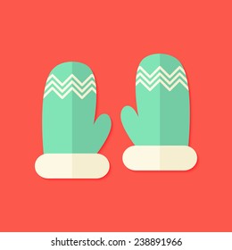 Illustration of Christmas Winter Gloves Flat Icon