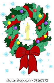 Illustration of christmas wreath with candle