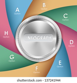 illustration of chrome knob to choose different infographic option