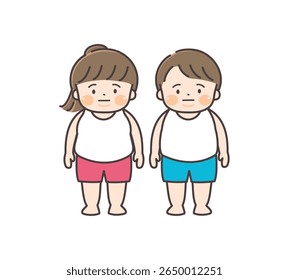 Illustration of chubby kids in underwear.