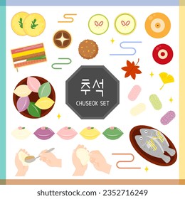 Illustration of Chuseok food Set.