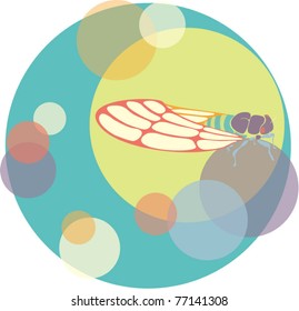 illustration of cicada with bokeh