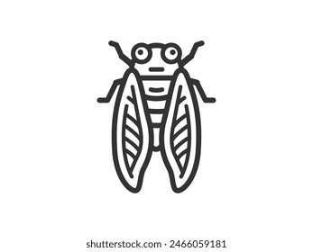 Illustration of cicada icon (line drawing).