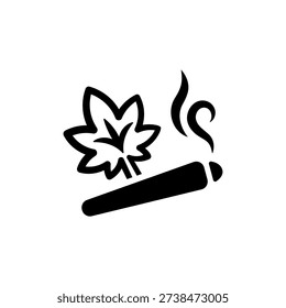 An illustration of a cigar with smoke beside a maple leaf.