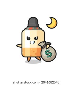Illustration of cigarette cartoon is stolen the money , cute design