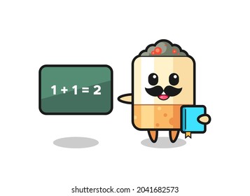 Illustration of cigarette character as a teacher , cute design