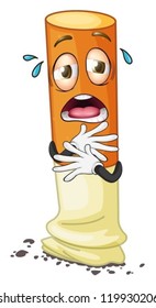 illustration of a cigarette with face on a white background