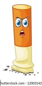 illustration of a cigarette with face on a white background