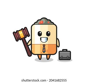 Illustration of cigarette mascot as a lawyer , cute design