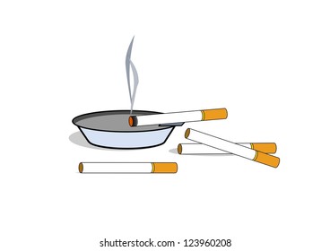 A illustration of cigarettes and ashtray .