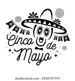 An illustration of Cinco de Mayo federal holiday in Mexico. Greeting card and poster design. Stock illustration