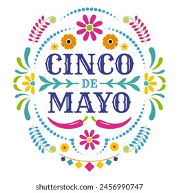 An illustration of Cinco de Mayo federal holiday in Mexico. Greeting card and poster design. Stock illustration