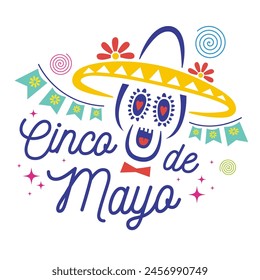 An illustration of Cinco de Mayo federal holiday in Mexico. Greeting card and poster design. Stock illustration