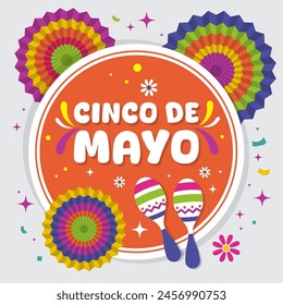 An illustration of Cinco de Mayo federal holiday in Mexico. Greeting card and poster design. Stock illustration