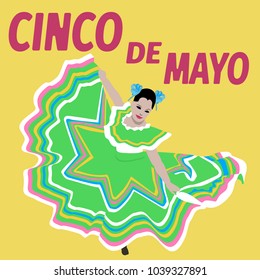 Illustration Cinco De Mayo festival. Dance. Mexican Poster - Vector