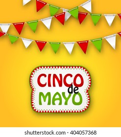 Illustration Cinco De Mayo Holiday Bunting Background. Mexican Poster - Vector