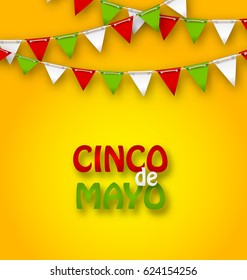 Illustration Cinco De Mayo Holiday Bunting Background. Mexican Banner - Vector