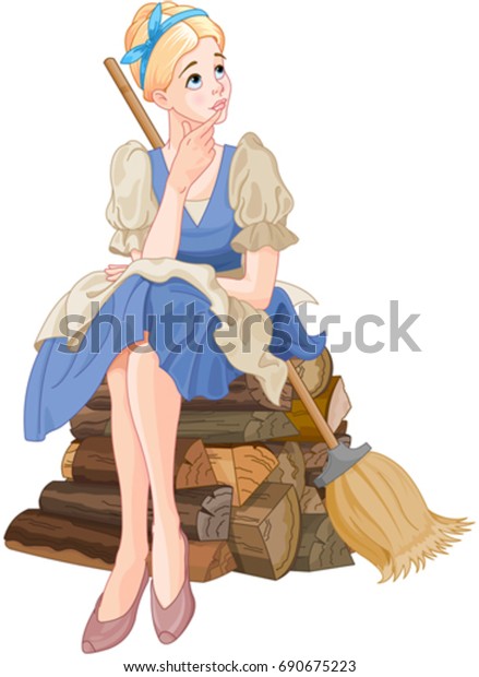 Illustration of Cinderella dreaming.