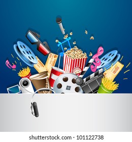 illustration of cinema background with different movie object