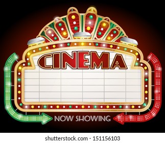 Illustration Cinema Sign Two Arrows Stock Vector (Royalty Free ...