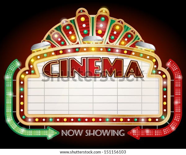 Illustration Cinema Sign Two Arrows Stock Vector (Royalty Free ...