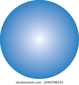 Ilustración de un círculo en azul. Mediante la aplicación de un degradado y el uso de color blanco en el centro del círculo, la apariencia de una figura tridimensional - una esfera se obtuvo.